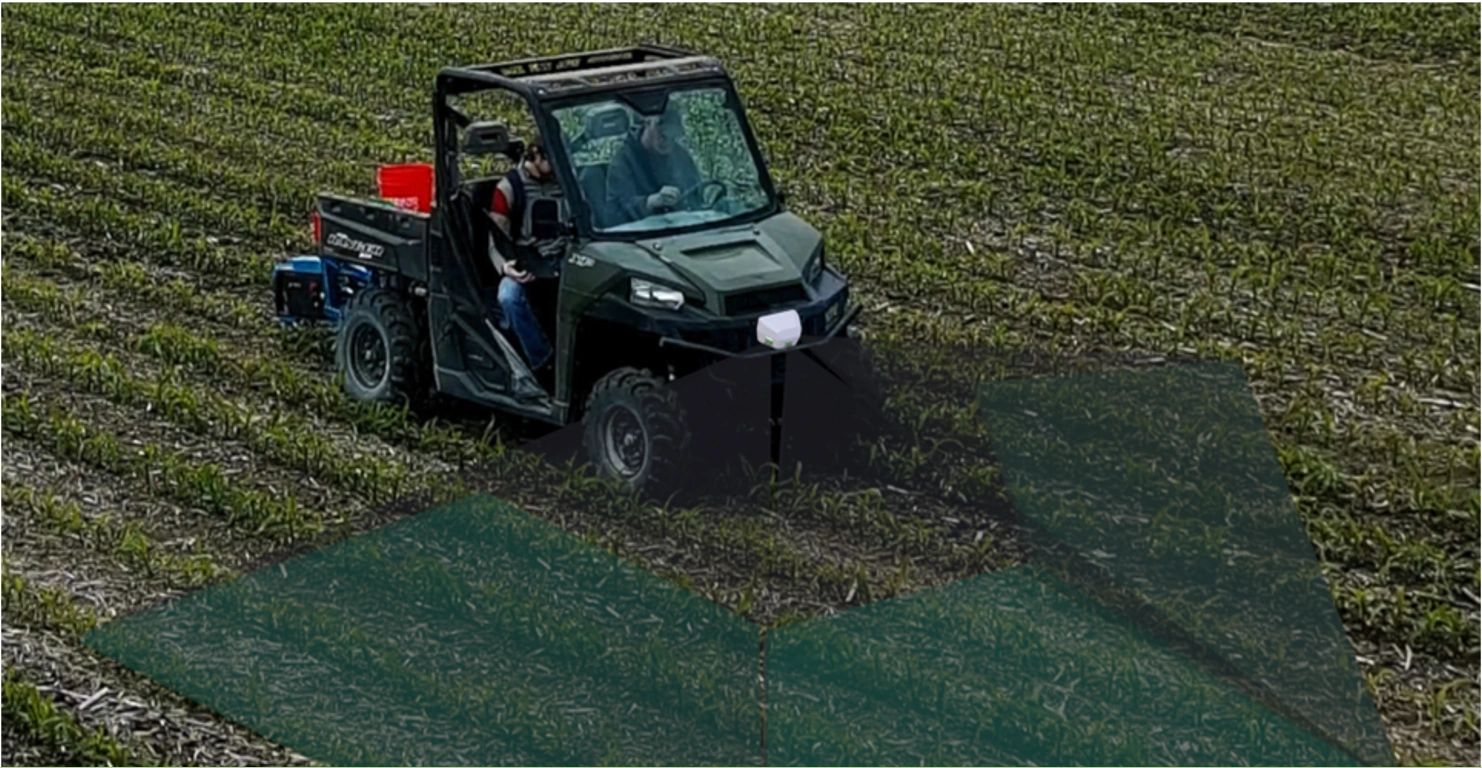 CropScoutAI machine vision system scanning a crop canopy
