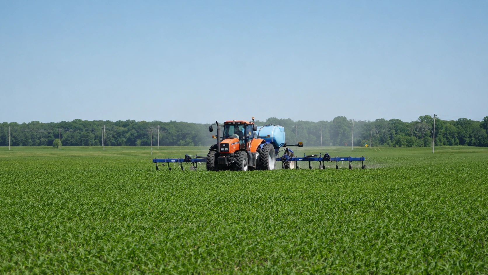 UAN sidedress applicator working a corn field
