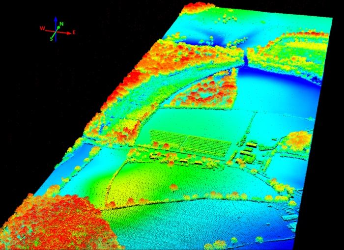 Lidar-derived elevation model of farmland